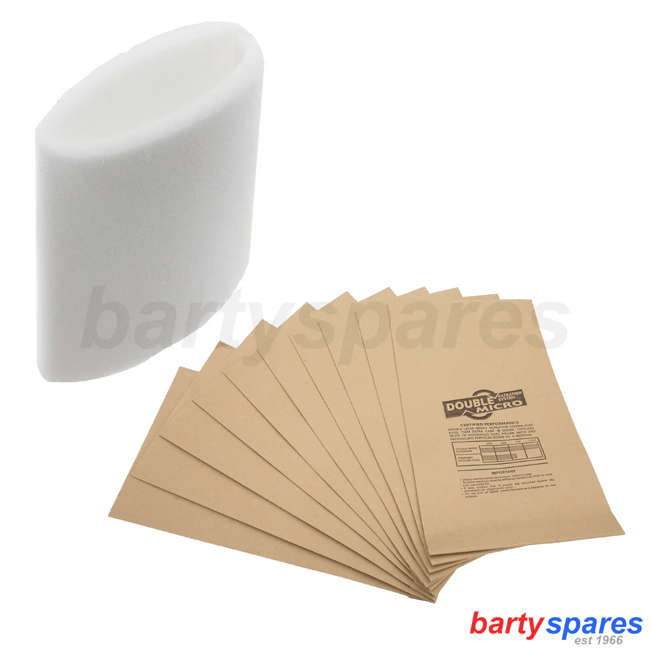 10 x Filter Vacuum Bags & Foam Filter Fits EARLEX WD1000 Hoover Dust Bags
