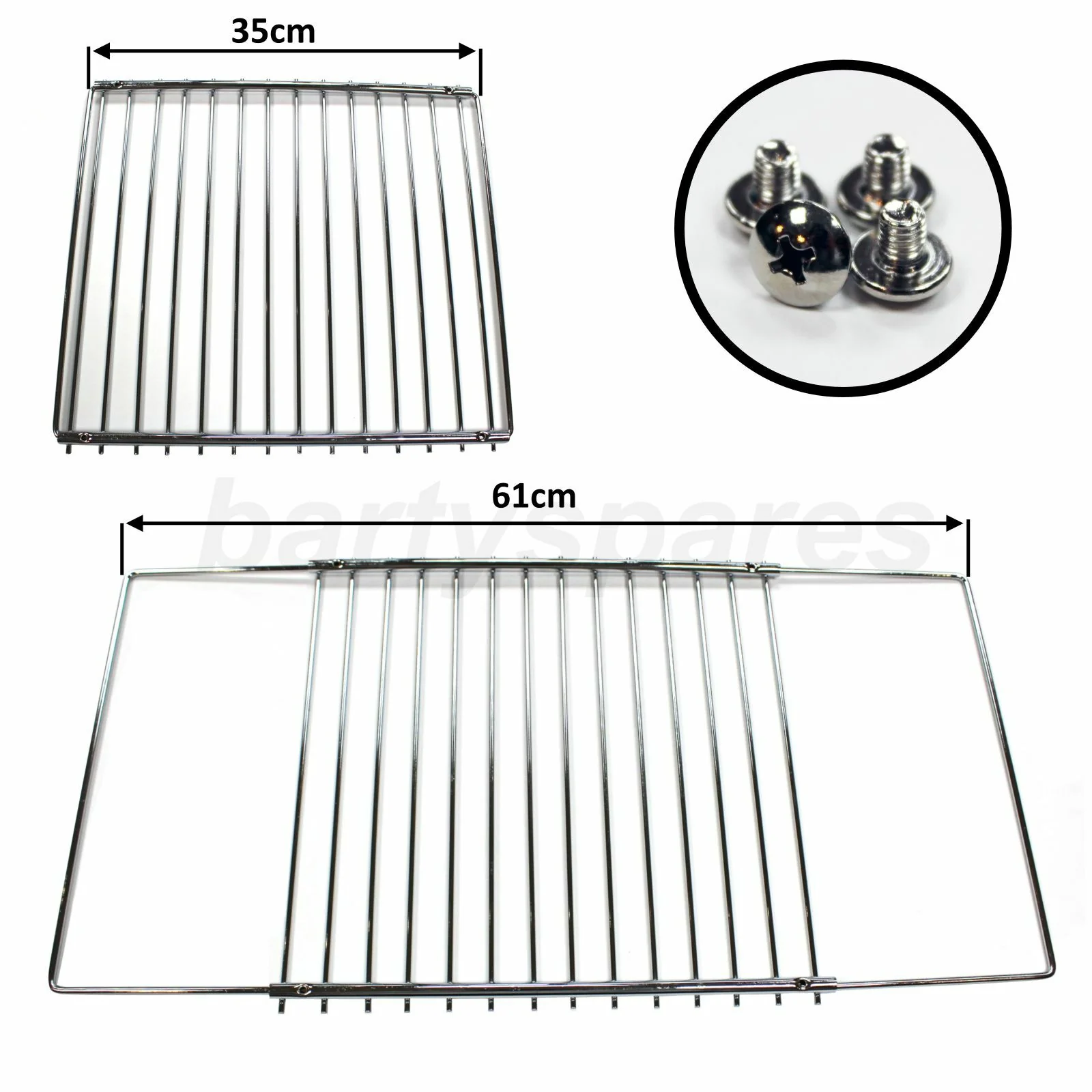 2 x UNIVERSAL Adjustable Screw Secured Oven Cooker Shelf Grills 350mm To 610mm - Image 3