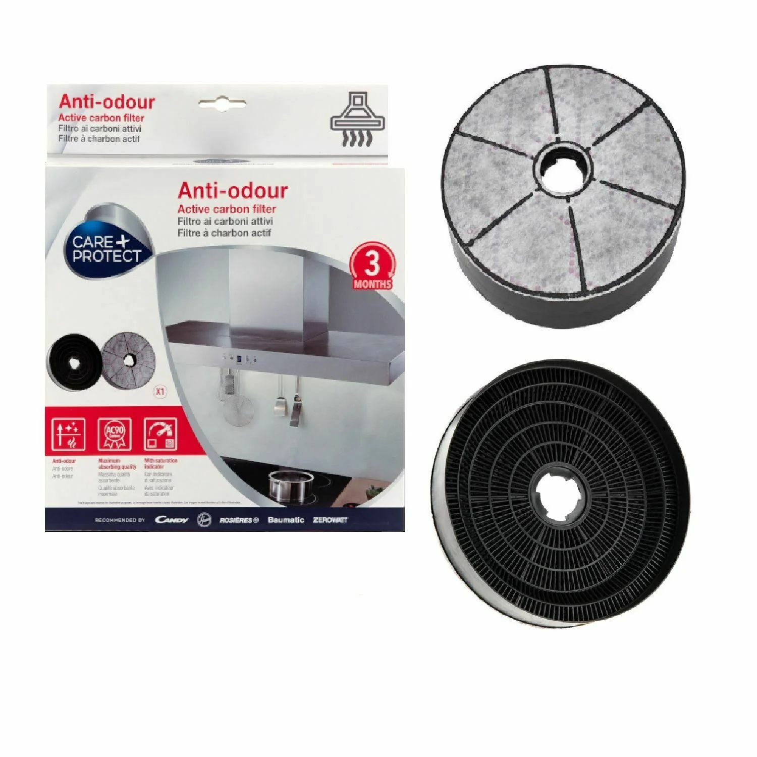 Baumatic BECH90GL Cooker Hood Extractor Fan Carbon Charcoal Filter