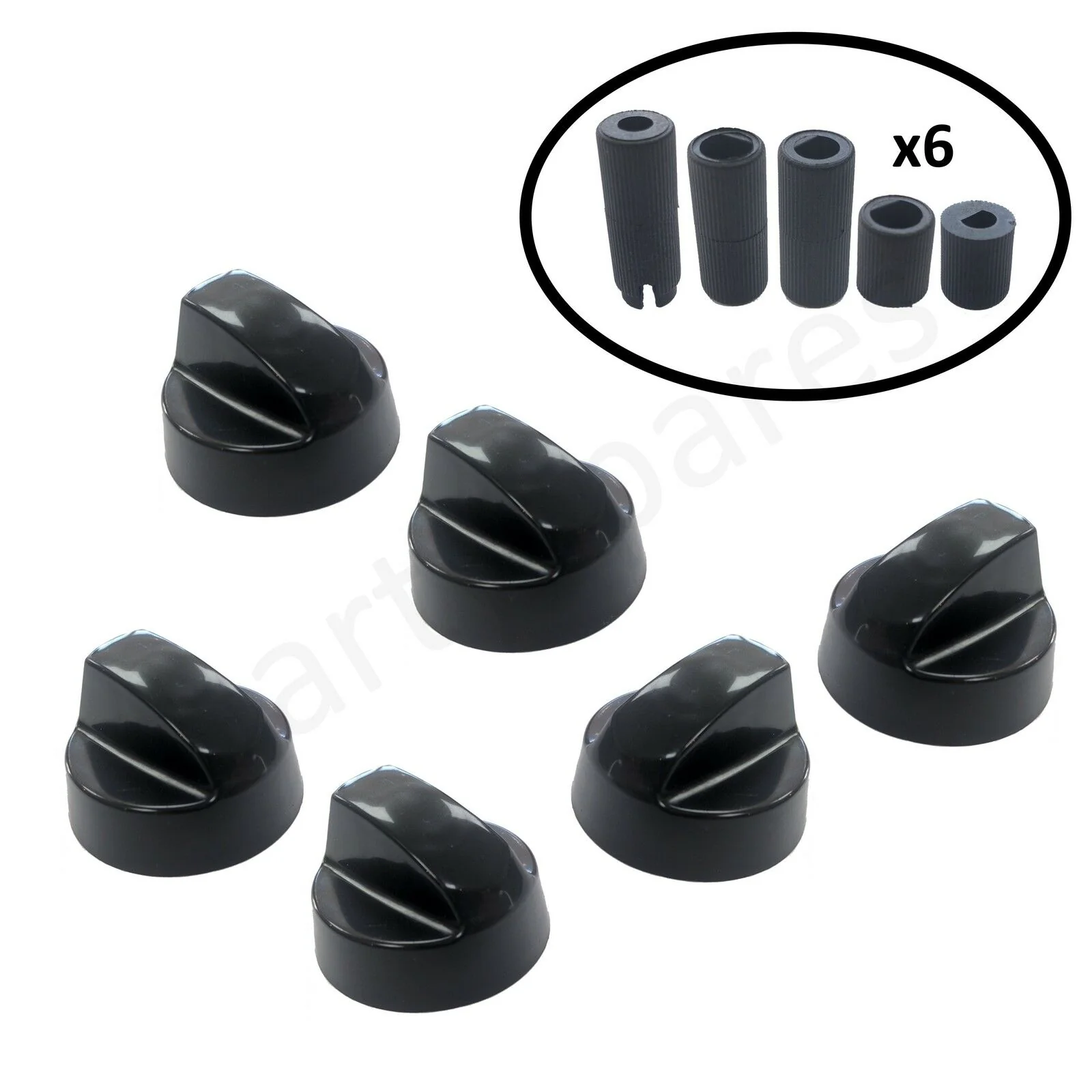 6 X UNIVERSAL Stoves New World & Belling Cooker Oven Hob BLACK Control Knobs