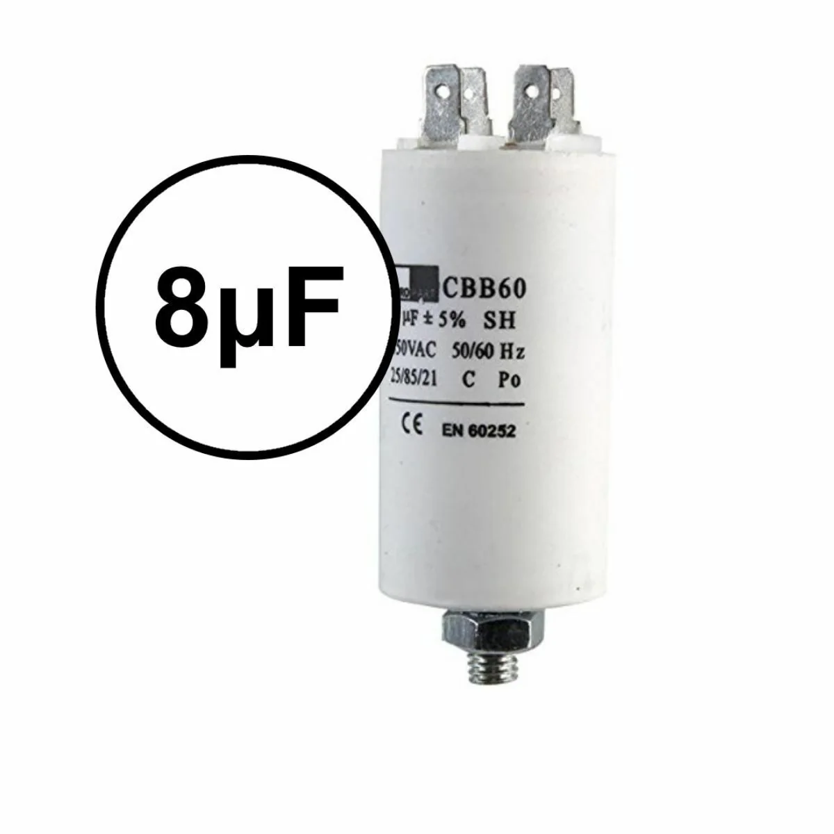Universal Motor Run Start Capacitor for Tumble Dryers 8uf 8 uf