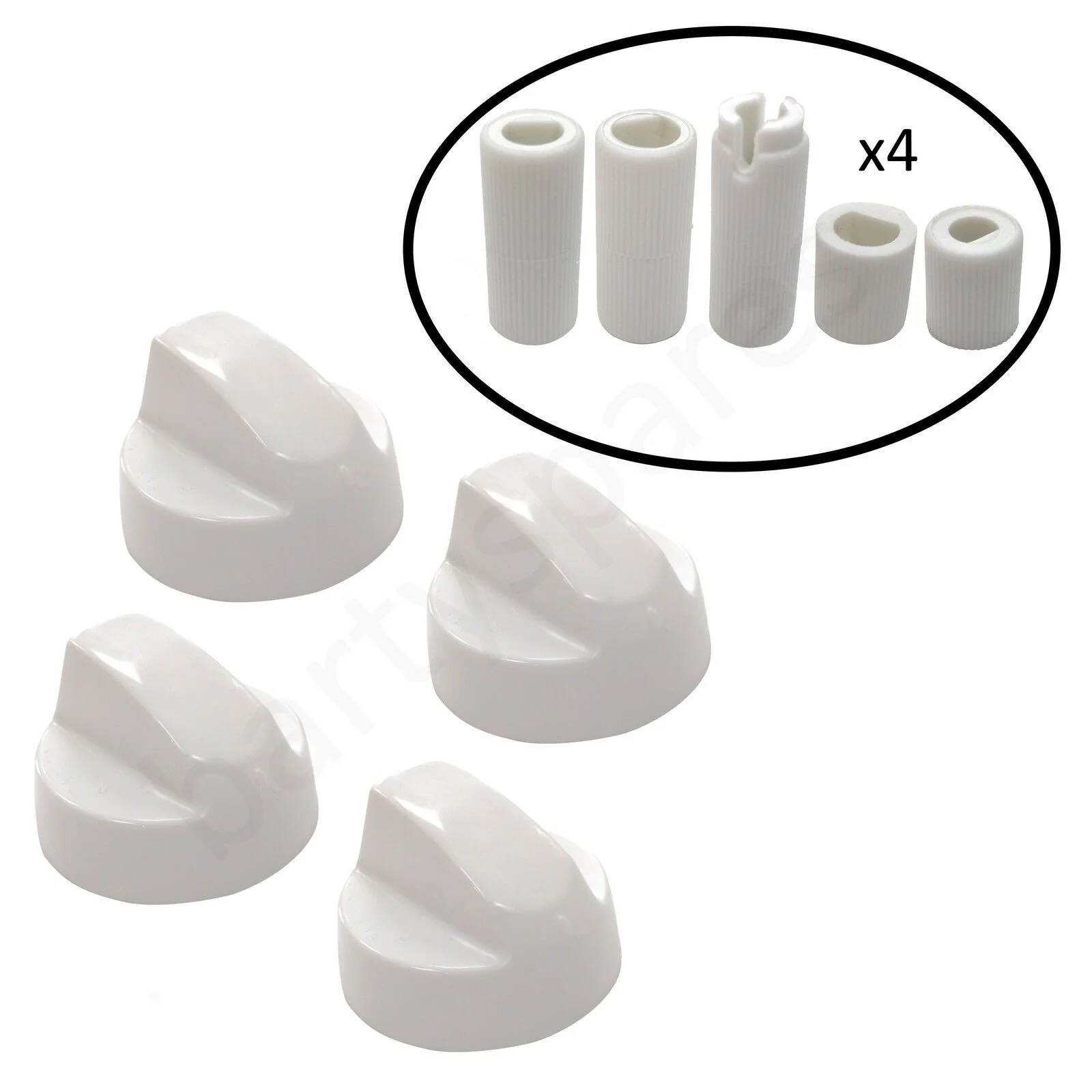 Four UNIVERSAL for HOMARK Oven Hob White Control Knob & Twenty Adapters