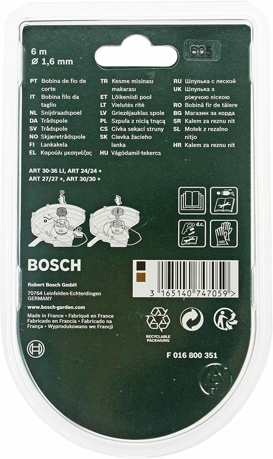 Three Genuine Bosch Art 24 27 30 30-36 Twin Strimmer Trimmer Cutting Line Spool Feed - Image 3