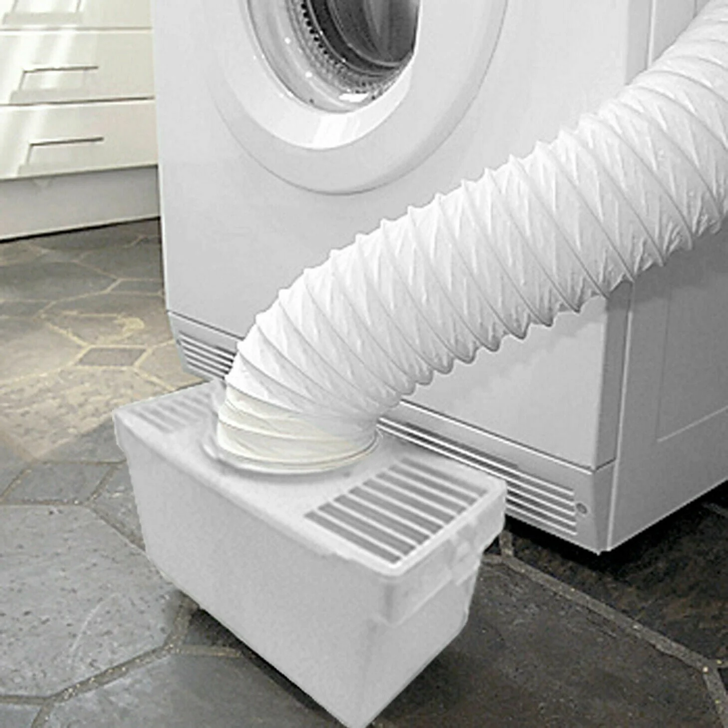 Hotpoint Indesit Ariston Whirlpool Indoor Condenser Condensing Square Type Tumble Dryer Vent Kit with Clips Hose & Box (1m) - Image 4