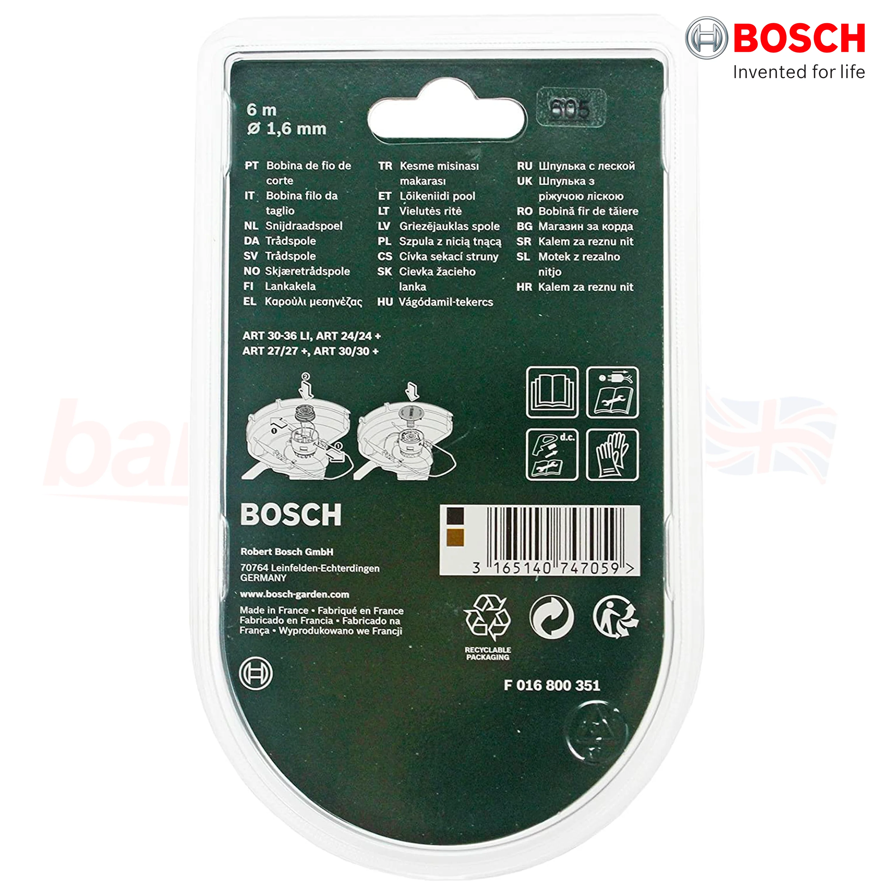 Genuine BOSCH ART 24 27 30 30-36 TWIN Strimmer Trimmer Cutting Line Spool Feed - Image 3