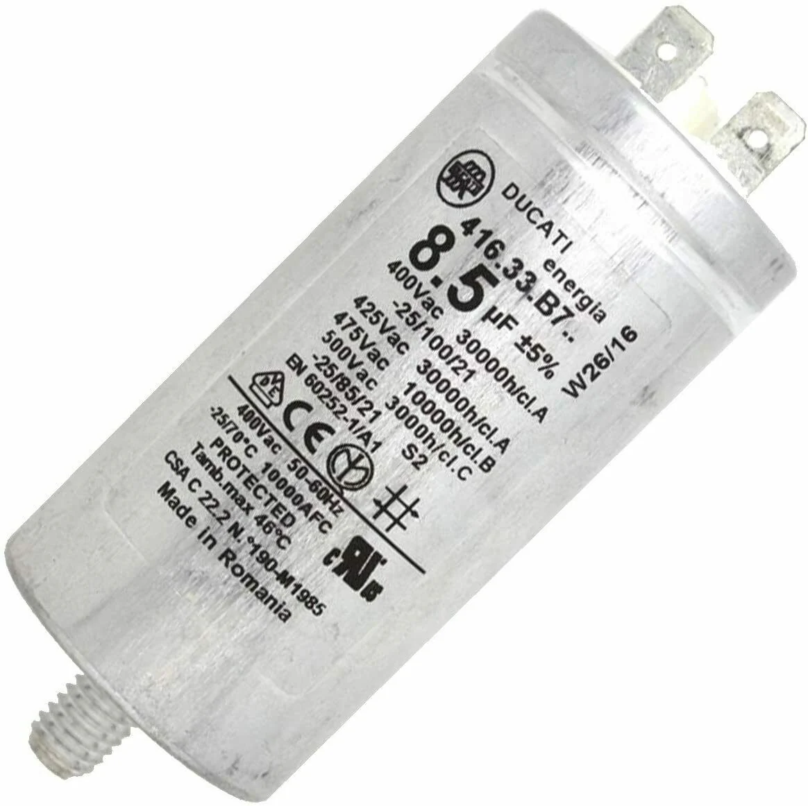 LG Tumble Dryer Motor Capacitor 8.5uF Ducati / Goldstar Capacitor 6121EL2001F - Image 2