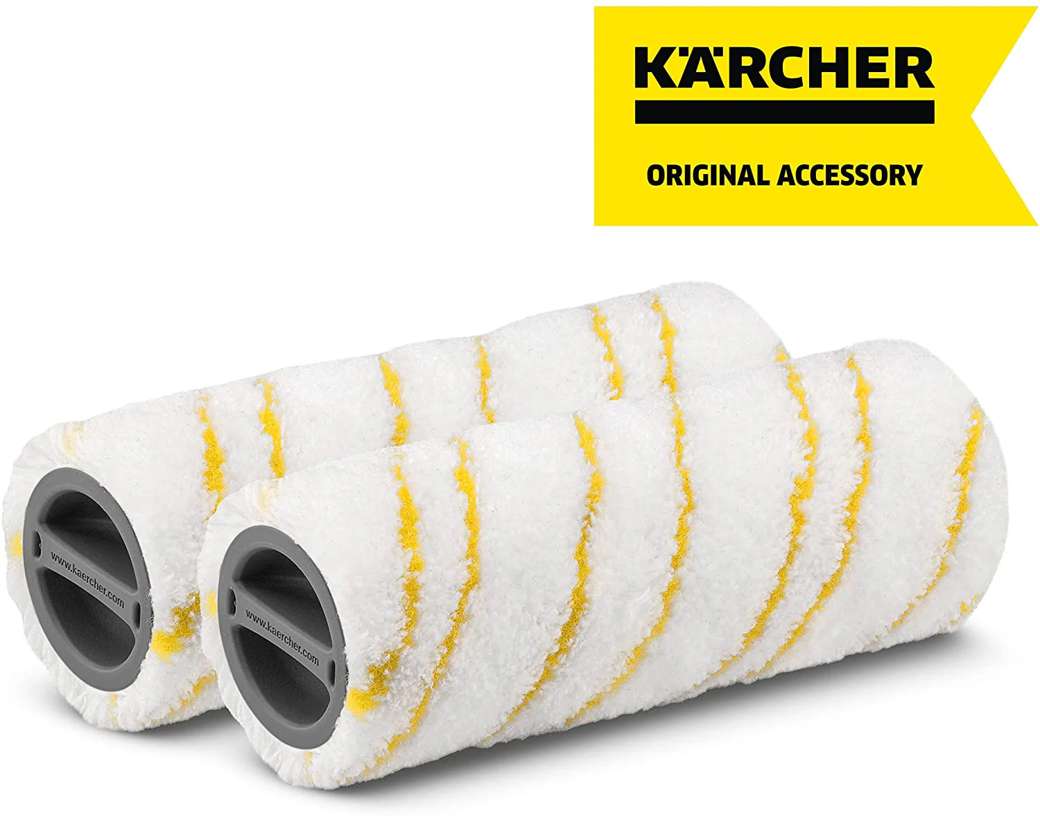 Genuine Original Karcher FC5 Hard Floor Cleaner Yellow Roller Set (Pack of 2) - Image 2