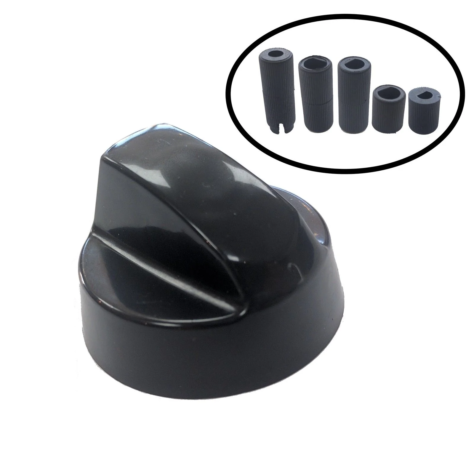 Universal Gas Fire, Trouser Press, Storage Heater Black Control Knob & Adaptors
